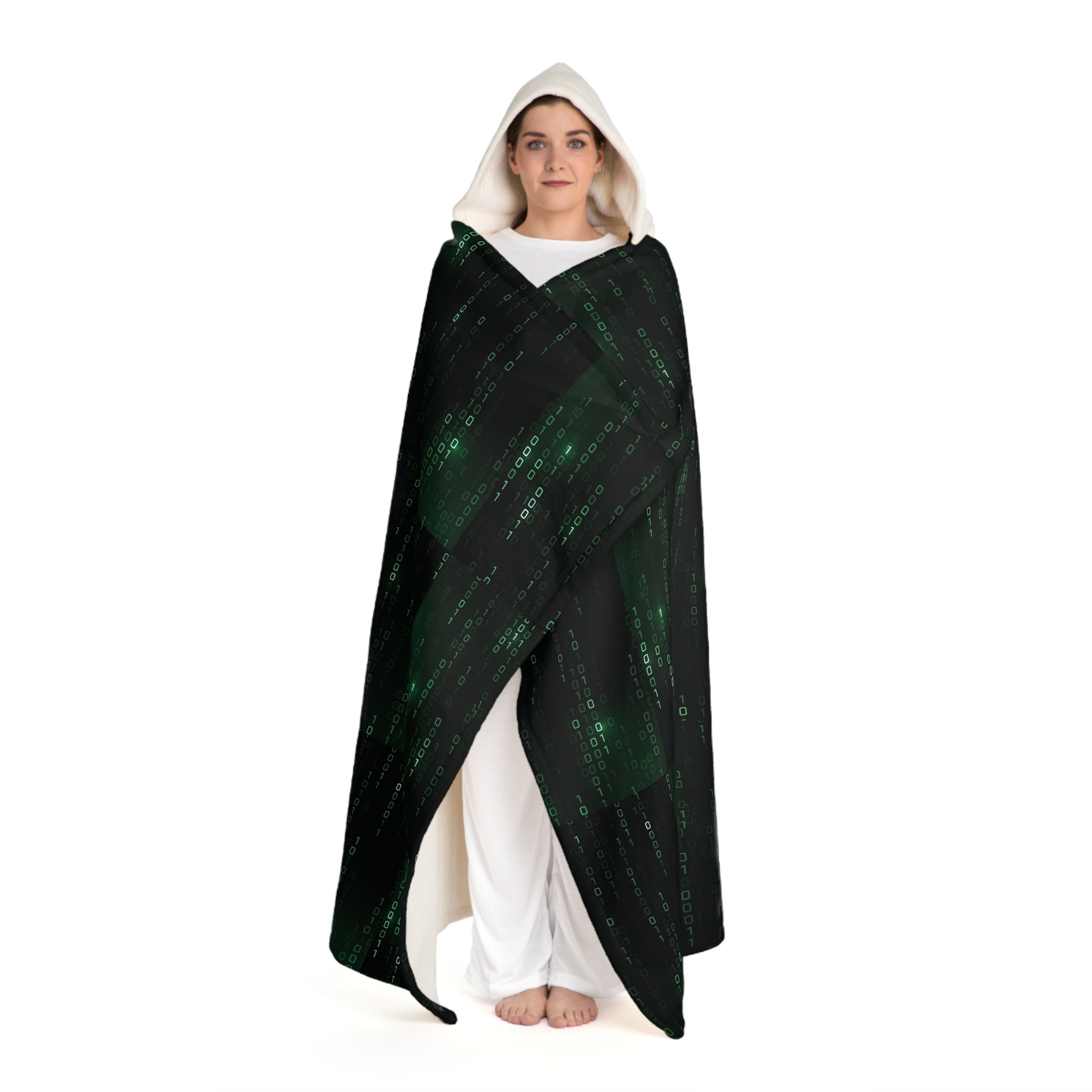 Red Pill / Blue Pill Hooded Sherpa Fleece Blanket – Matrix-Inspired Wearable Throw (70.5" × 52")