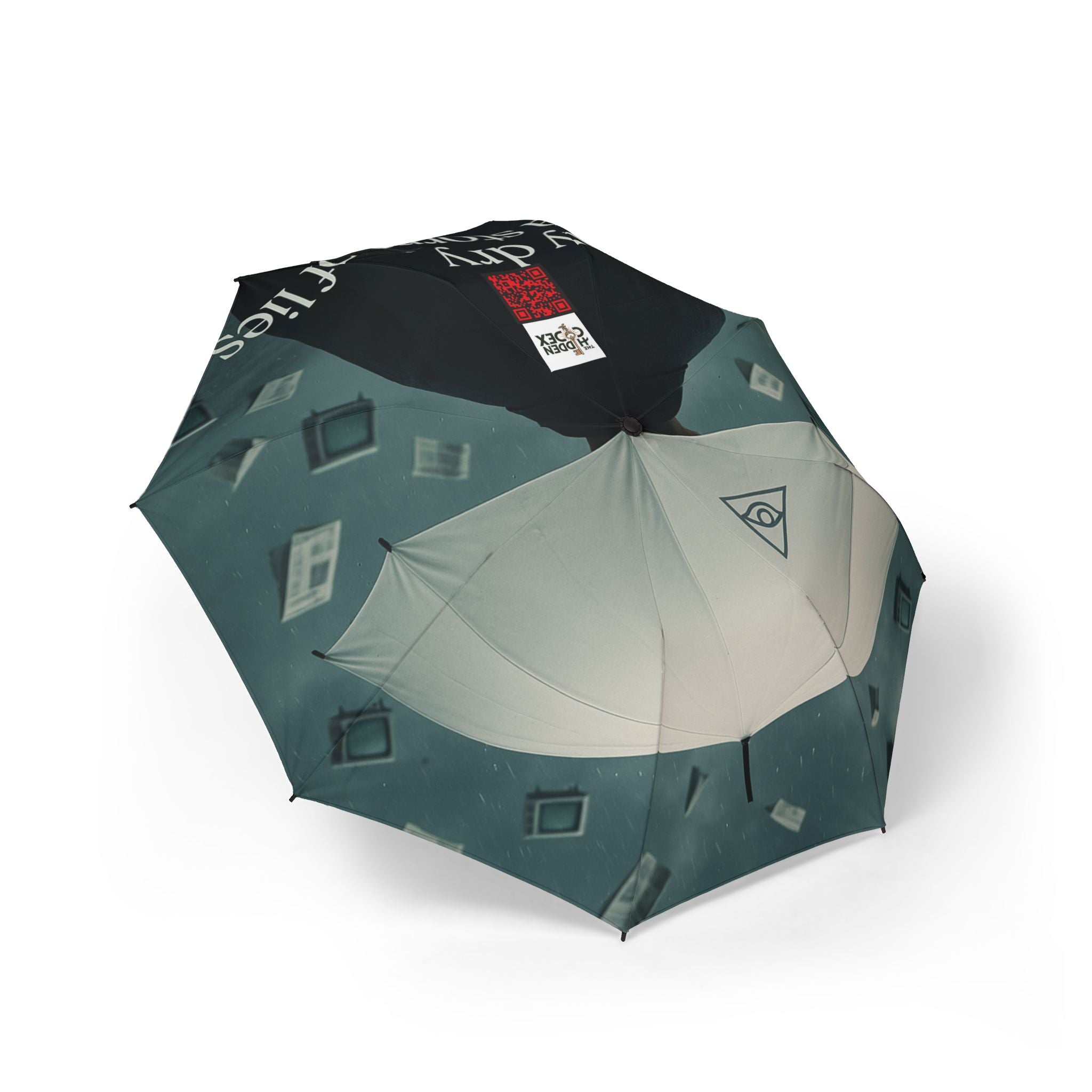 Foldable Travel Umbrella – Surreal City Rain Art, Semi-Automatic Compact Waterproof Umbrella